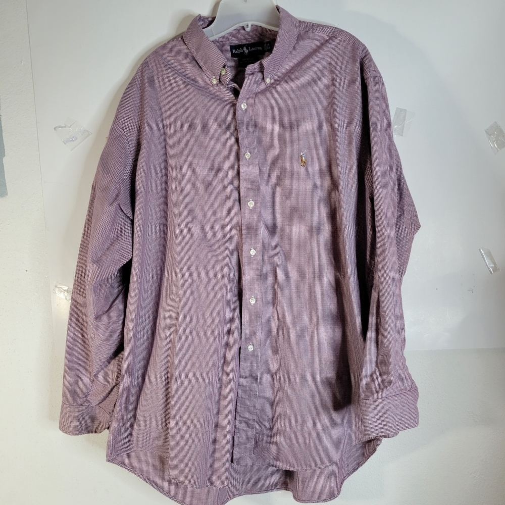 Mens Ralph Lauren Yarmouth 100% Cotton button front Shirt Size 17.5 34-35